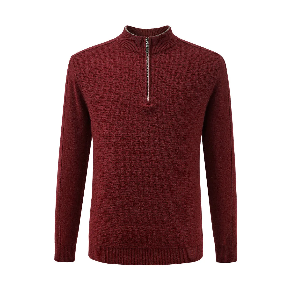 100% Cashmere Mens Mockneck Zipper Collar Sweater