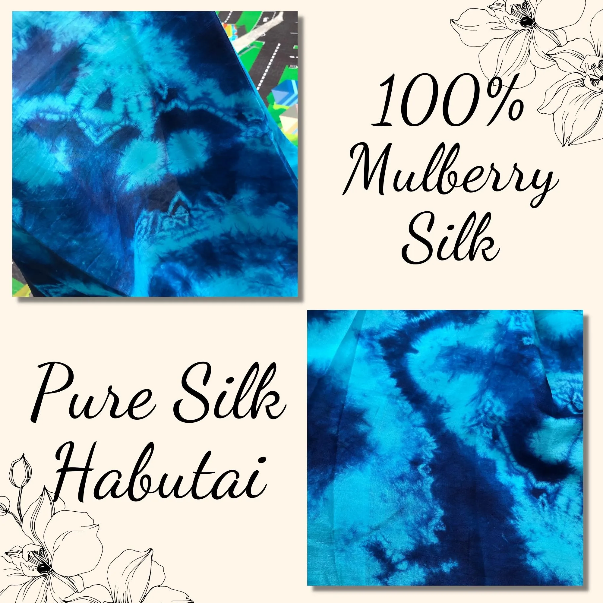 100% Mulberry Silk Habotai fabric by the yard - Blue Silk Habotai - Lining silk fabric for Skirt, Scarf - Silk for clothes  - Gift for women – Sewing clothes