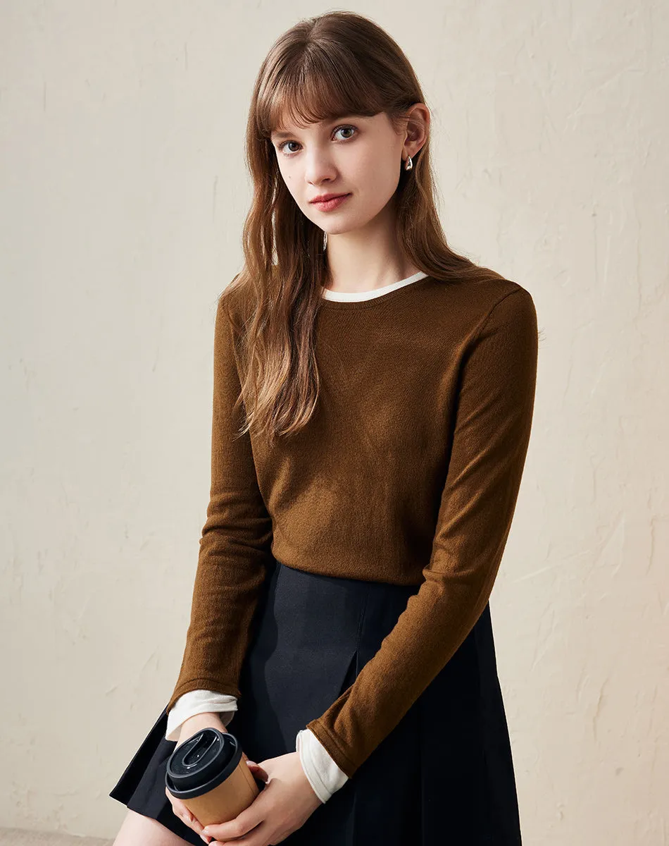 100% Wool Chic Layered Look Sweater for Women