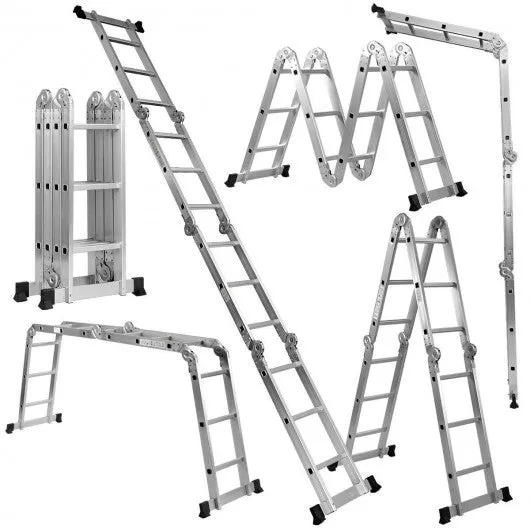 12.5' 12-Step Multi Purpose Aluminum Folding Scaffold Ladder