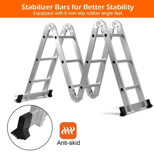 12.5' 12-Step Multi Purpose Aluminum Folding Scaffold Ladder