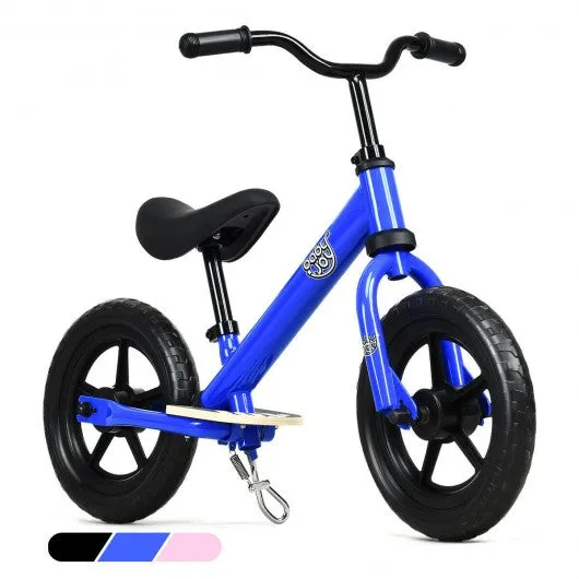 12" Kids No Pedal Balance Bike with Adjustable Seat-Blue