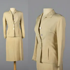 1940s Beige Two Piece Skirt Suit