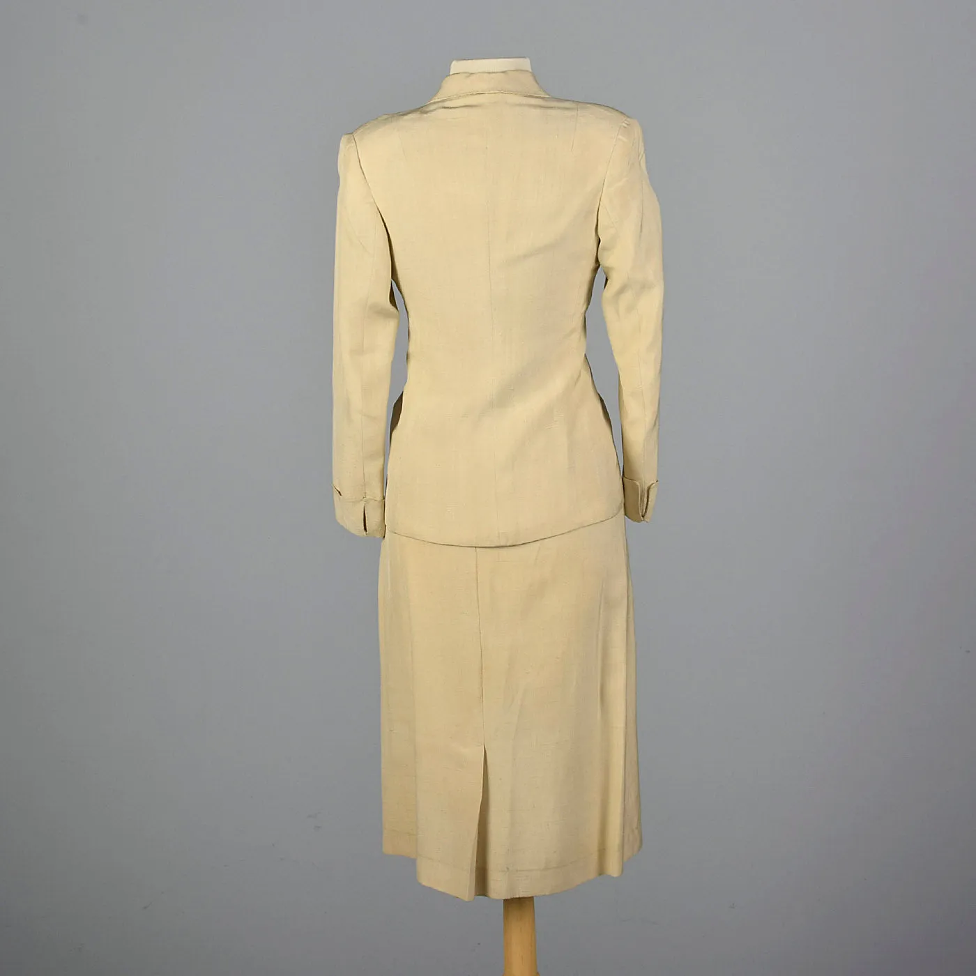 1940s Beige Two Piece Skirt Suit