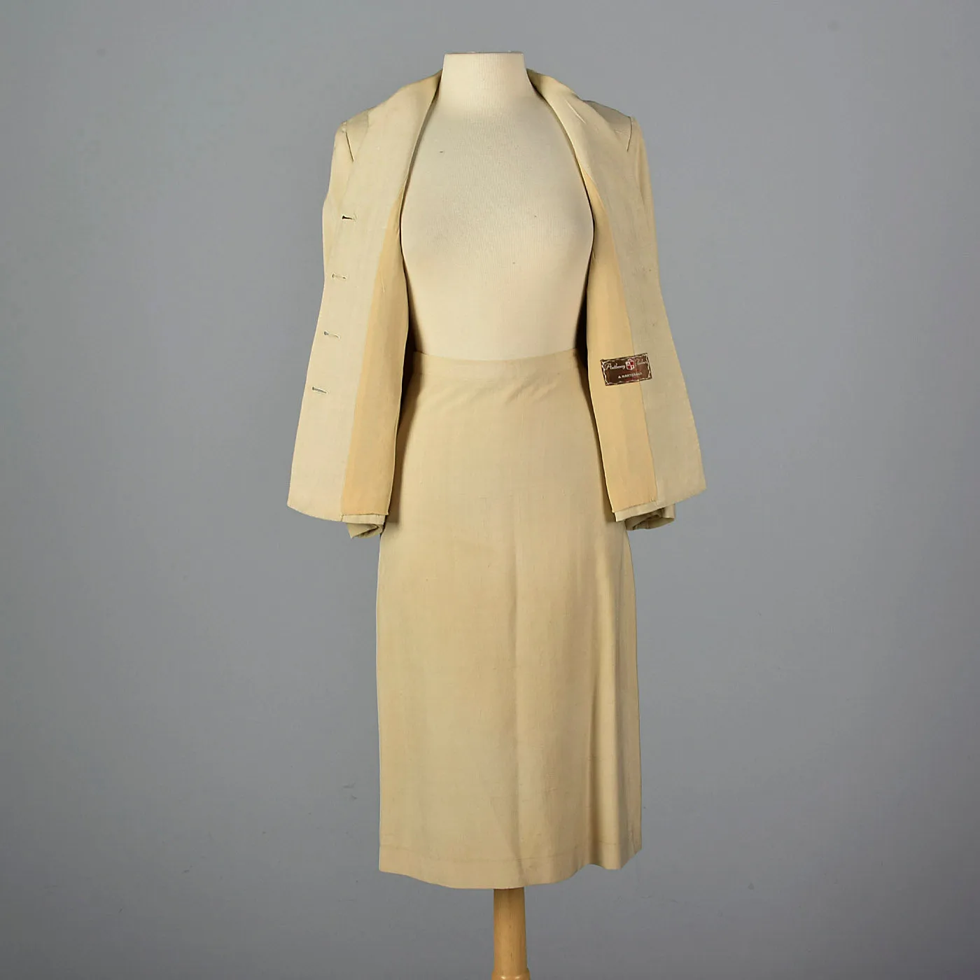 1940s Beige Two Piece Skirt Suit