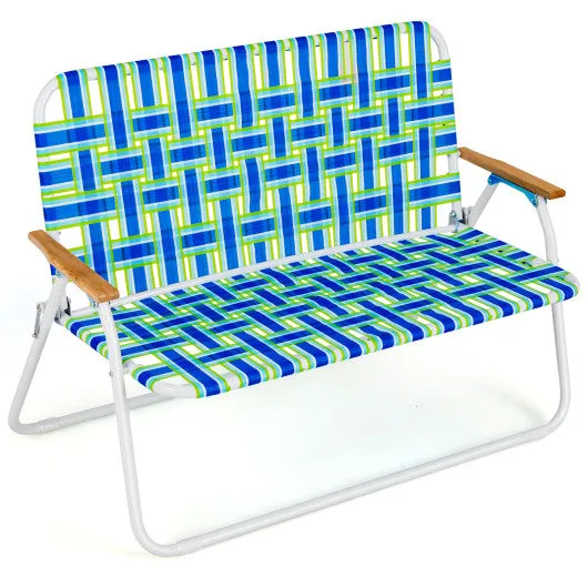 2-Person Folding Chair with Armrest for Backyard