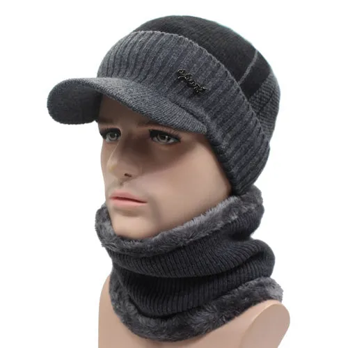 2 Piece Wool Beanie Cap and Scarf