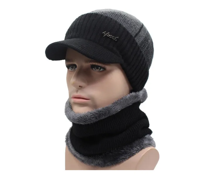 2 Piece Wool Beanie Cap and Scarf