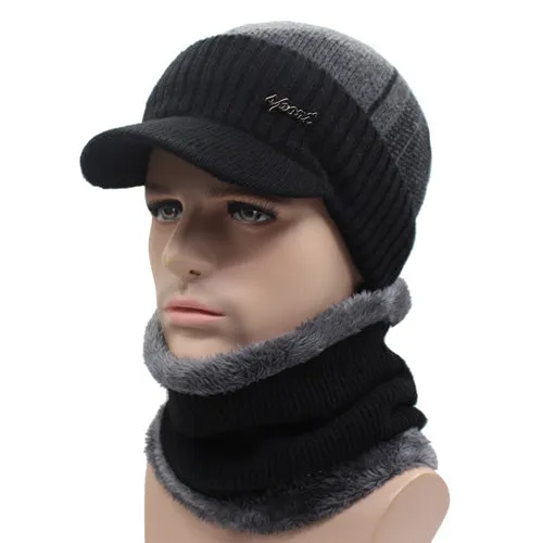 2 Piece Wool Beanie Cap and Scarf