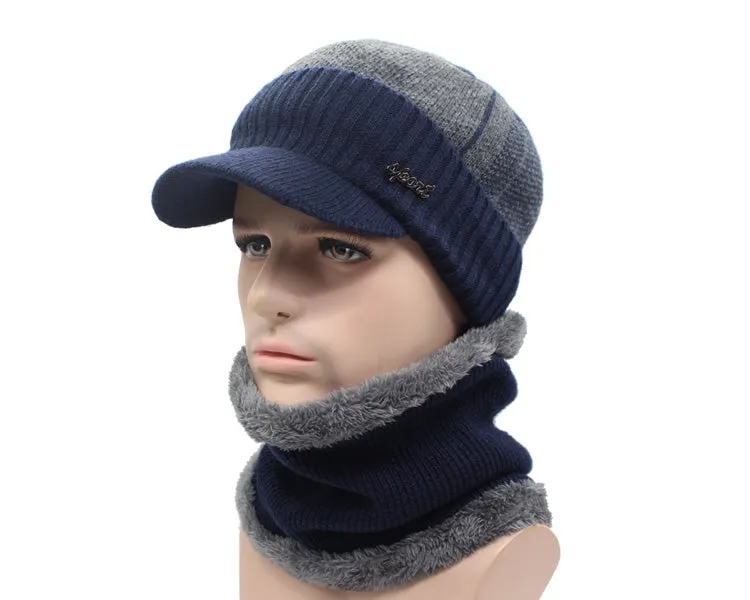 2 Piece Wool Beanie Cap and Scarf