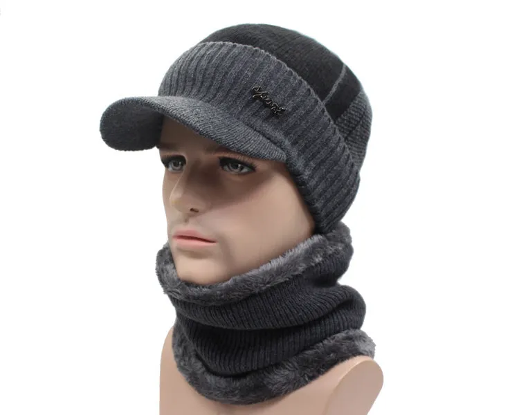 2 Piece Wool Beanie Cap and Scarf