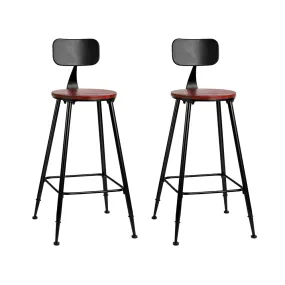 2x Vintage Bar Stools Retro Pine Wood Metal Frame High Chair