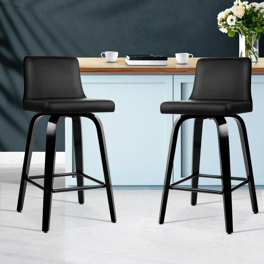 2x Wooden Leg Bar Stool Set Kitchen High Chair Seating Home Office Cafe