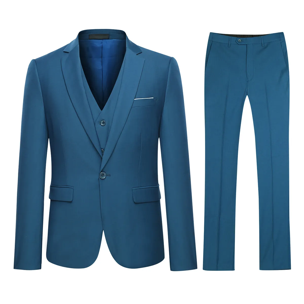 3-Piece Slim Fit Classic Casual RoyalBlue Suit