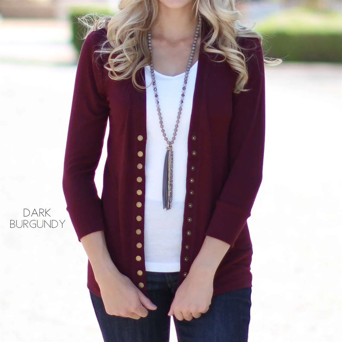 3/4 Sleeve Snap Button Cardigan | S-XL