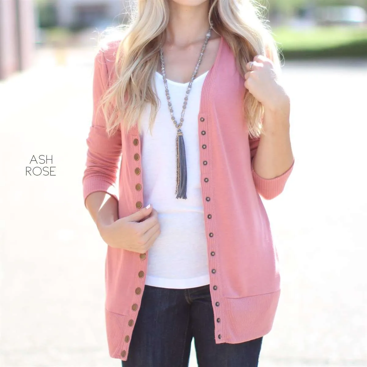 3/4 Sleeve Snap Button Cardigan | S-XL