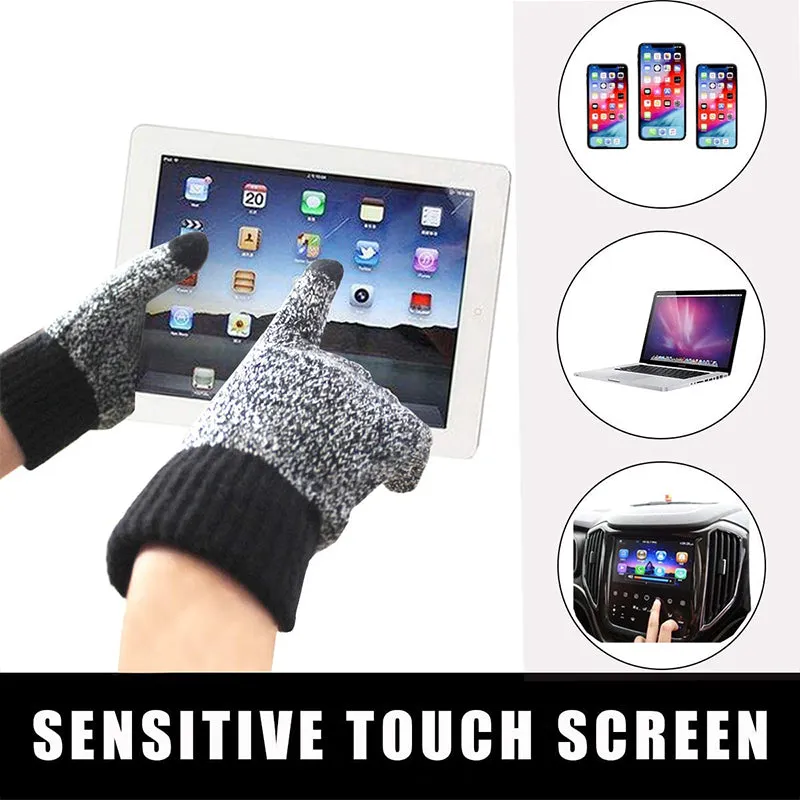 3PCS Winter Thermal Beanie Hat Scarf Touch Screen Gloves Set