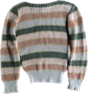 80s Bago USA Tinsel Pastels Striped Sweater      S