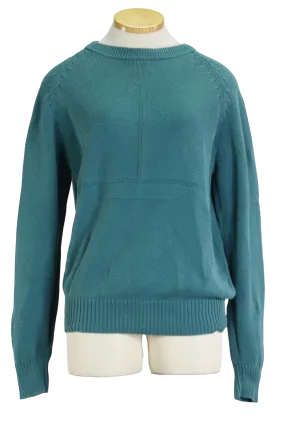 80s Teal Sailboat Knit Sweater      S