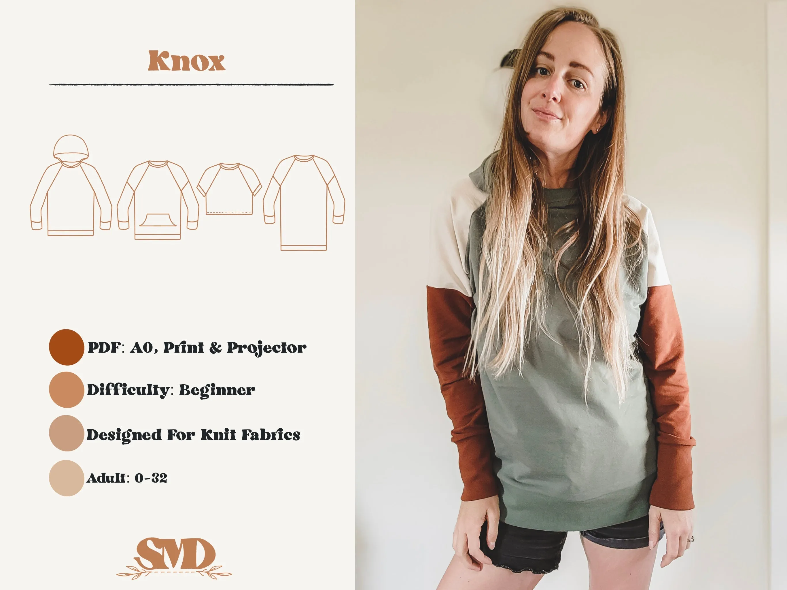 Adult Knox Raglan Crewneck and Hoodie Digital Sewing Pattern Sizes 0-32