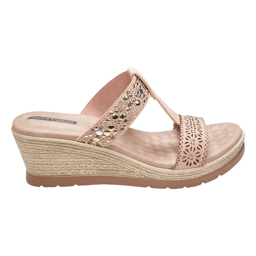 Alena Blush Wedge Sandals