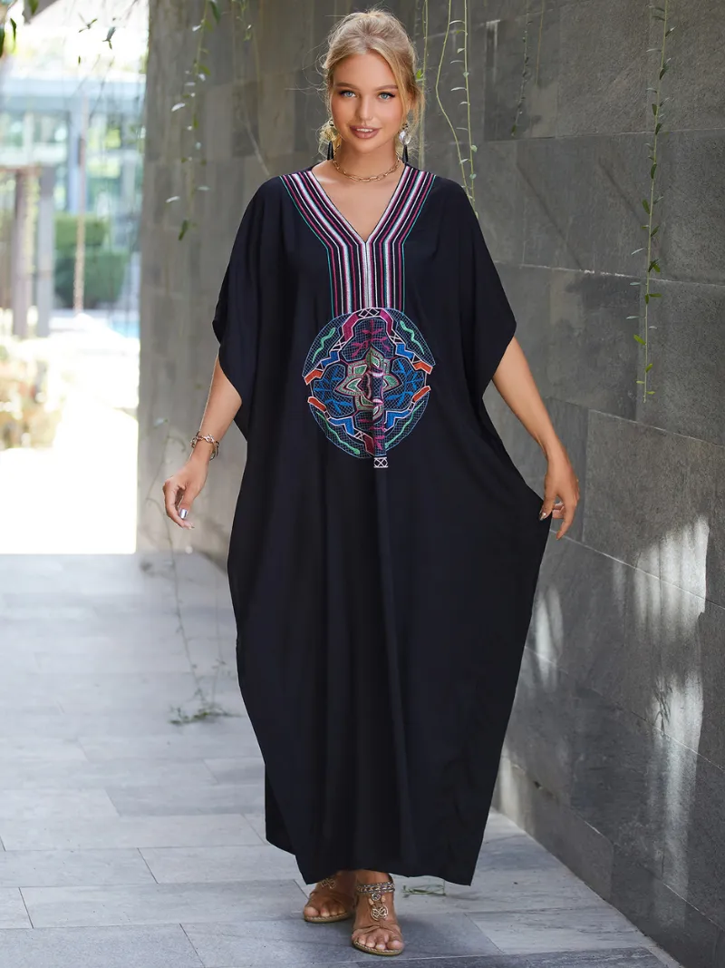 All You Need Rayon Black Kaftan Dress