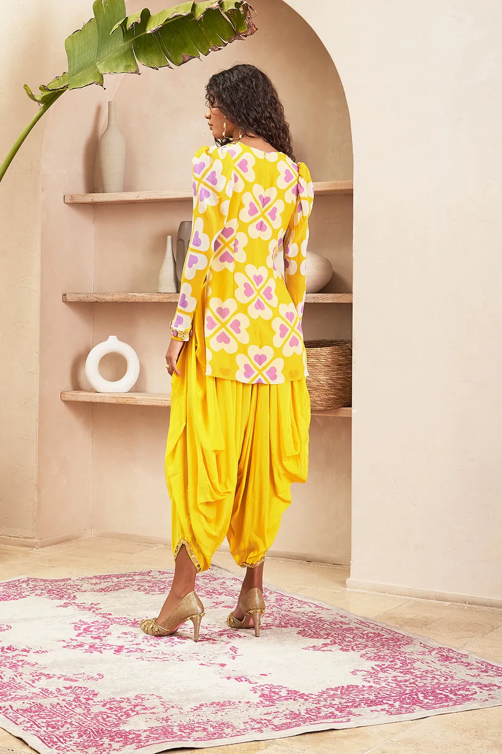 Ambre Yellow Tunic With Dhoti Pant Set