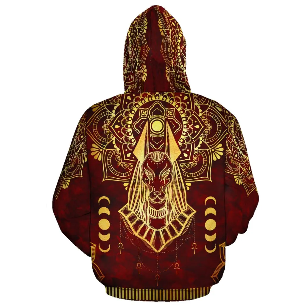 Anubis Pattern In Red Premium Hoodie