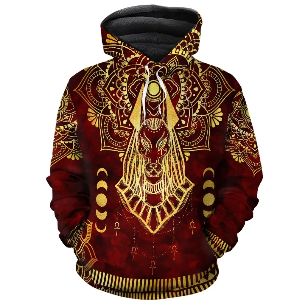 Anubis Pattern In Red Premium Hoodie