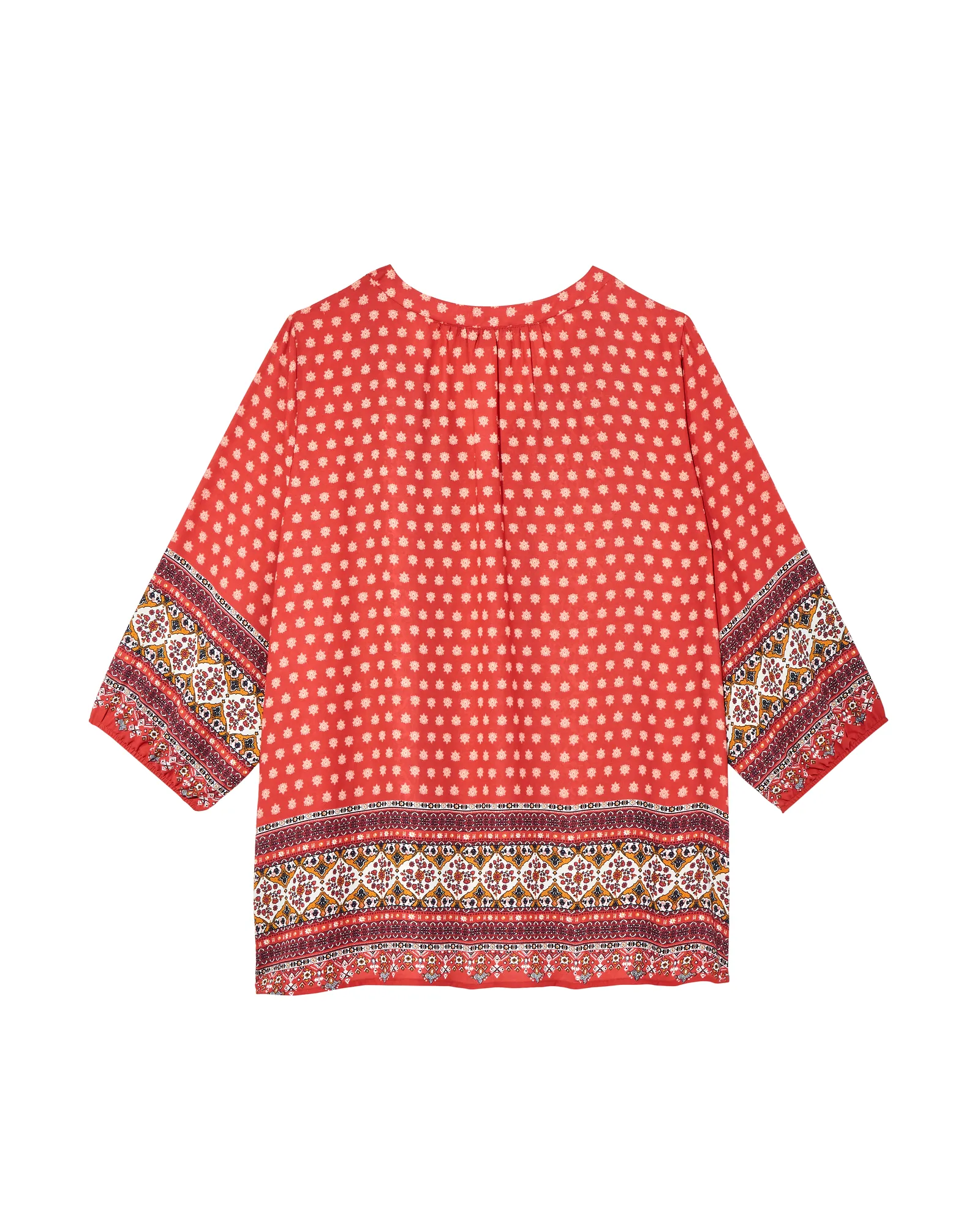 Aria 3/4 Sleeve Peasant Blouse | Red / Yellow