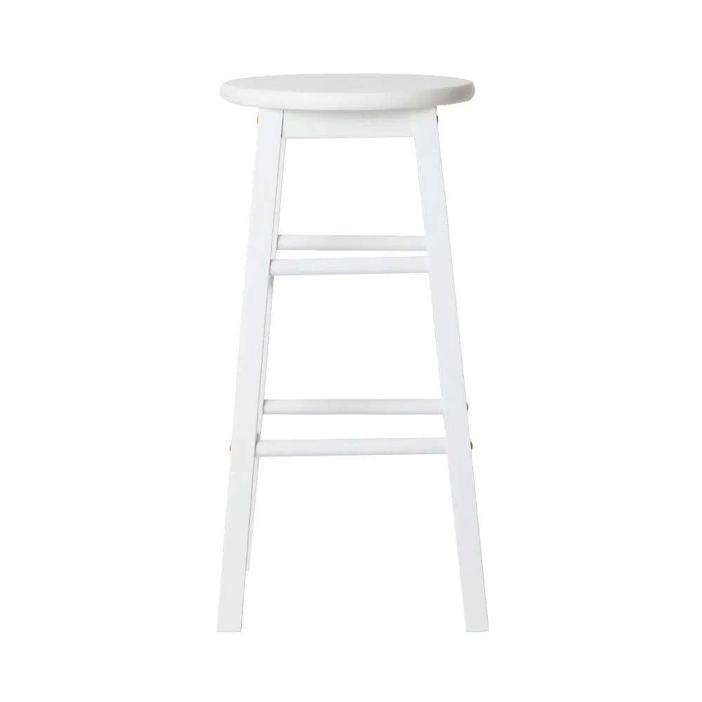 Artiss 2x Bar Stools Round Chairs Wooden White