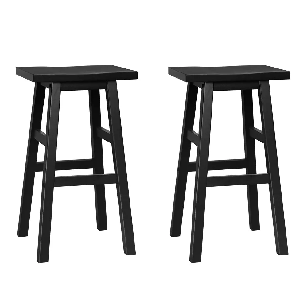 Artiss Set of 2 Beech Wood Bar Stools - Black