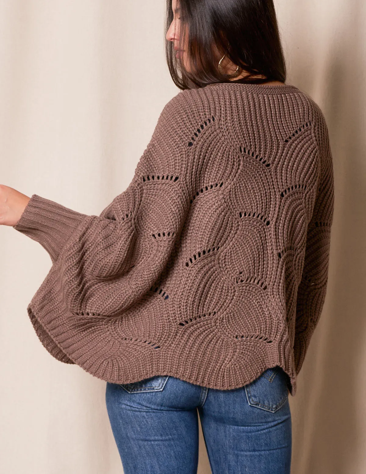 Aspen Sweater Poncho - Chestnut