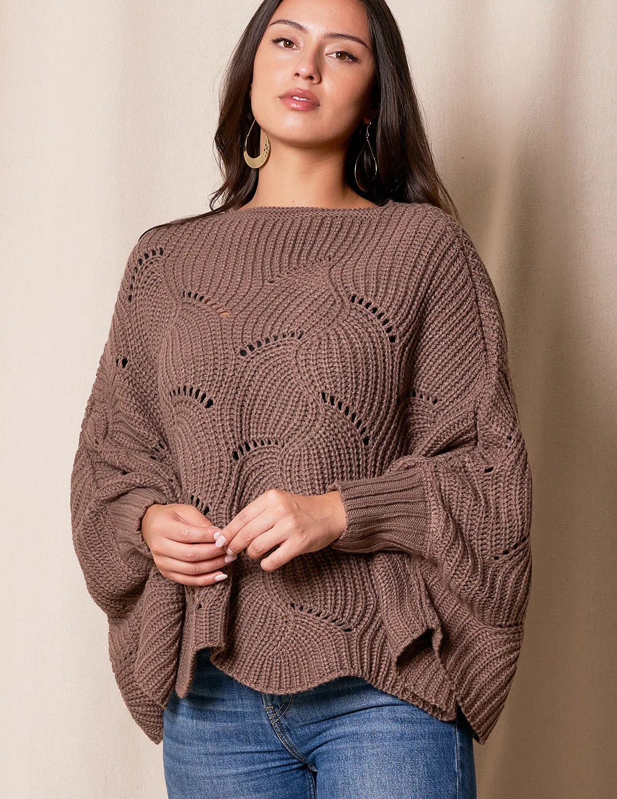 Aspen Sweater Poncho - Chestnut