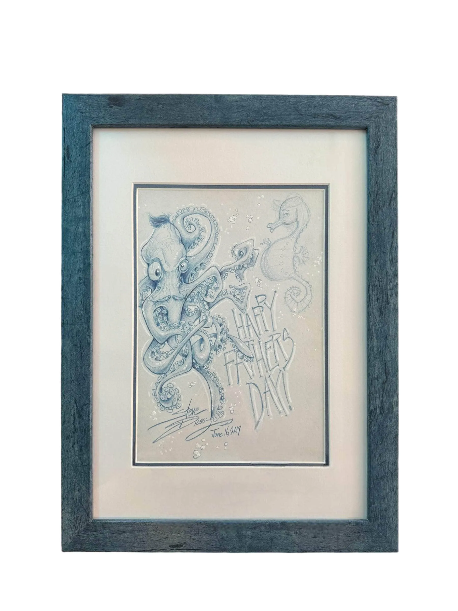 Auction Closed "Salvador Dadi and Mr. Mom" A Fathers Day Tribute Original Pencil by Steve Diossy