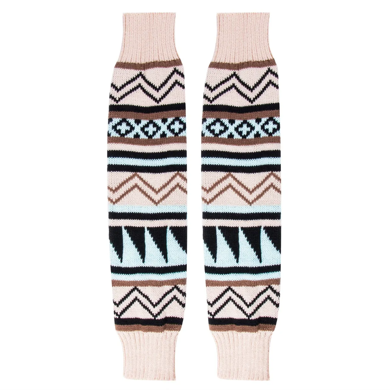 Aztec Leg Warmers Boho Turquoise Tan Camel Black Tribal Southwestern Print Legwarmers One Size