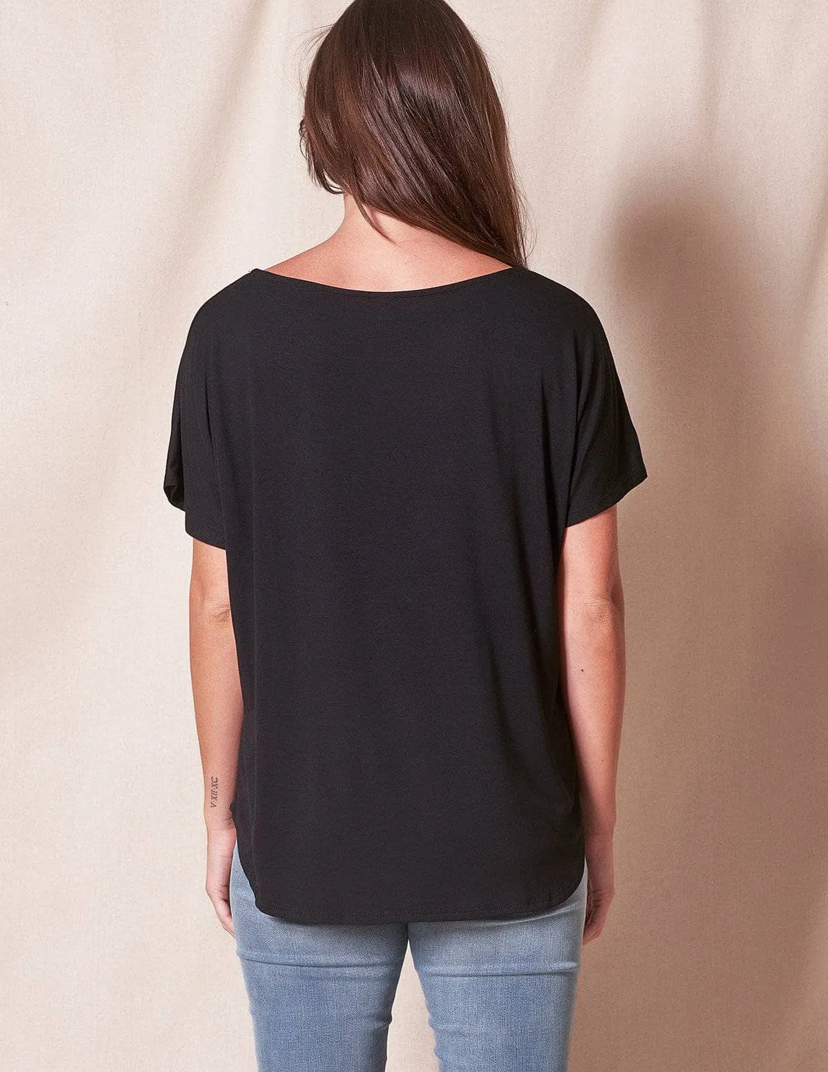 Bamboo Dolman Tee - Black