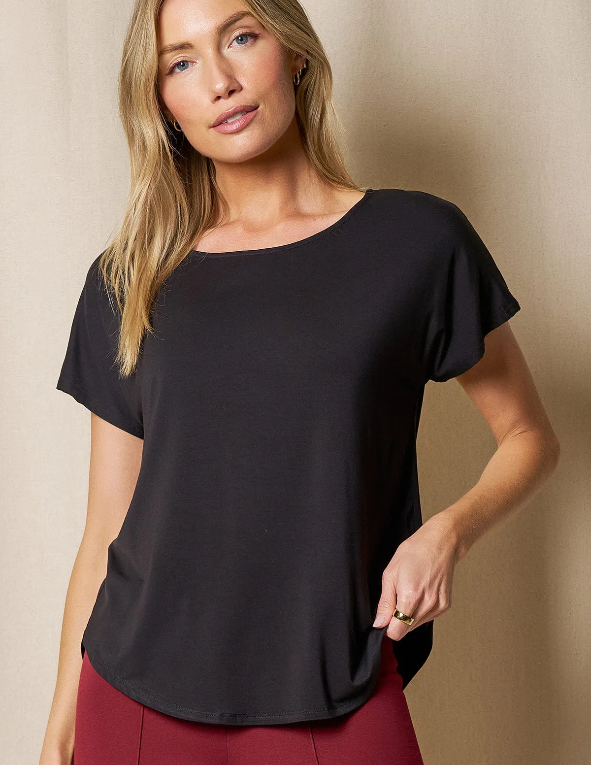 Bamboo Dolman Tee - Black