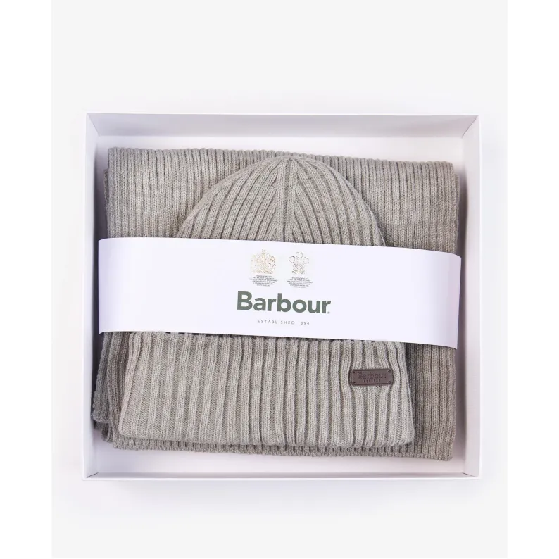 Barbour Crimdon Beanie and Scarf Gift Set MGS0019 - Light Grey