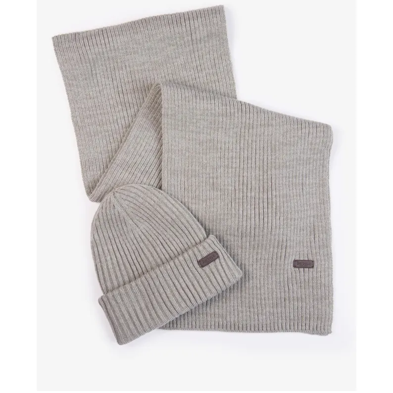 Barbour Crimdon Beanie and Scarf Gift Set MGS0019 - Light Grey