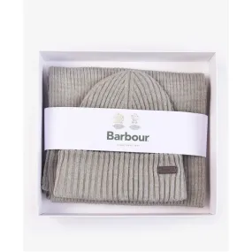 Barbour Crimdon Beanie and Scarf Gift Set MGS0019 - Light Grey