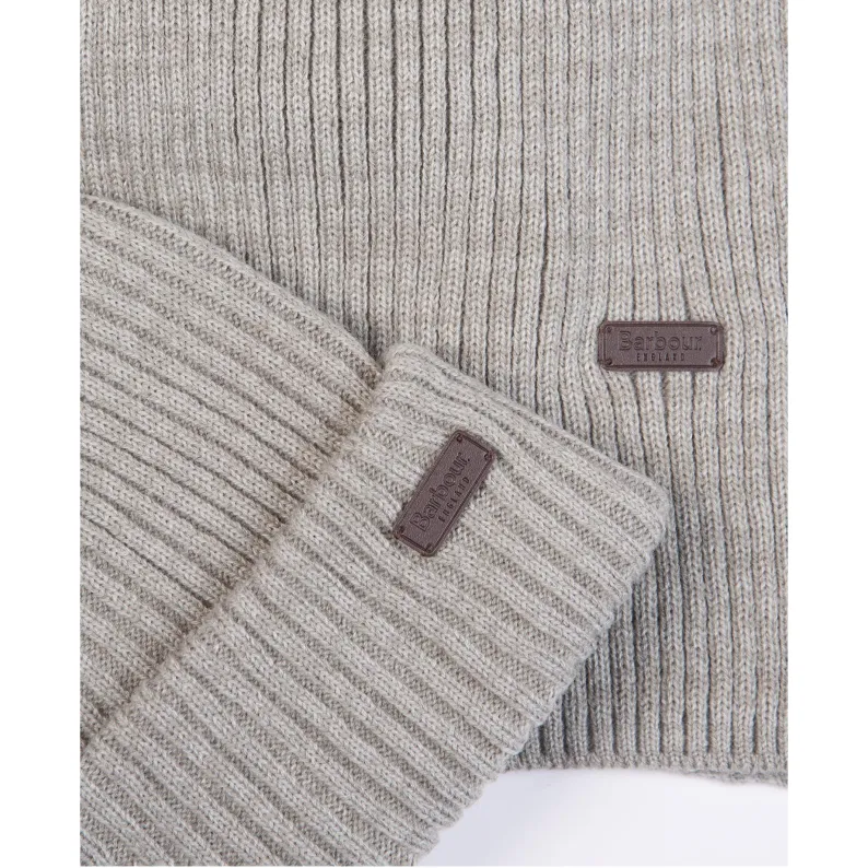 Barbour Crimdon Beanie and Scarf Gift Set MGS0019 - Light Grey