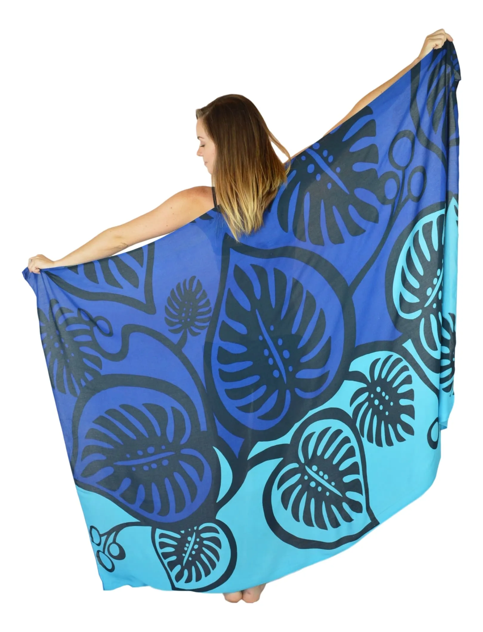 Beach Sarong | Monstera Sarong | Blue Beach Wrap | Pareo