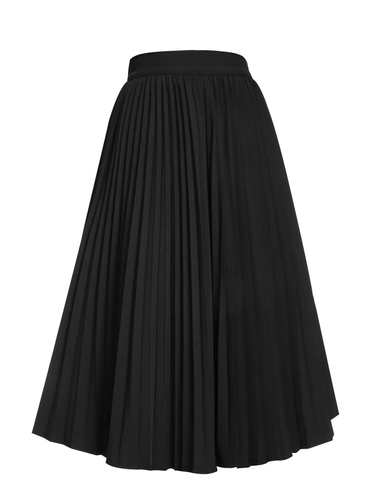 Black 1950s Elegant Pleated Skirt