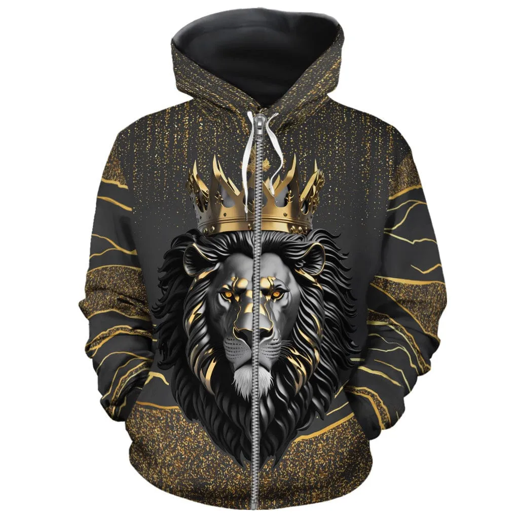 Black and Gold Lion All-over Hoodie