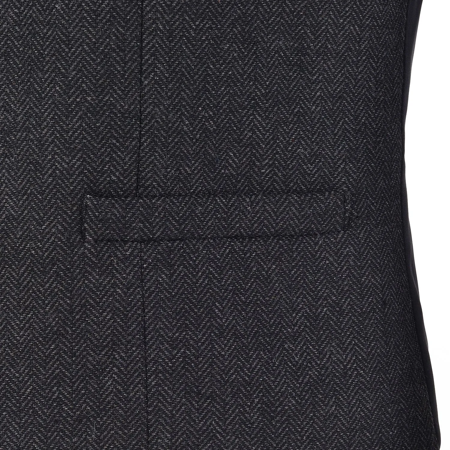 Black Herringbone V Neck Waistcoat