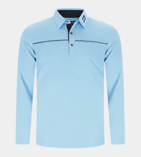 BLOCK PIQUE LONG SLEEVE POLO -  BLUE/NAVY