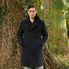 Boswell Charcoal Check Wool Reefer Coat