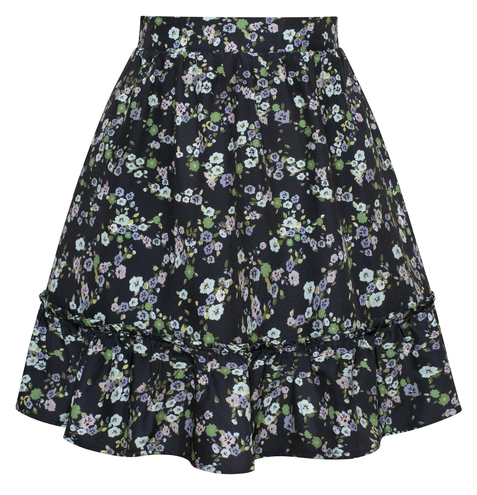 BP Women Vintage Tiered Skirt Elastic Waist Above Knee Flared A-Line Skirt