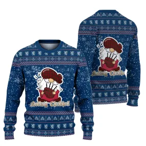 Brodie Clan Christmas Family Ugly Sweater with Funny Gnome Playing Bagpipes